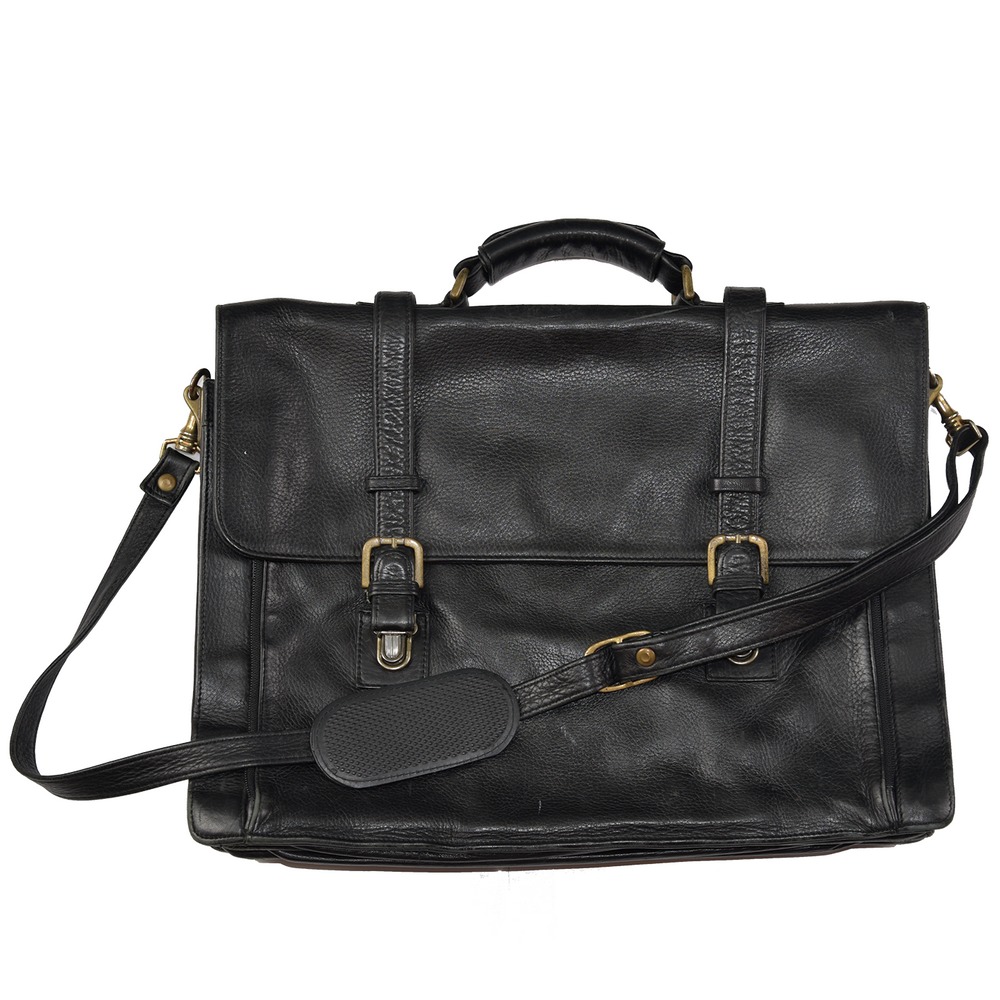 *Vtg! El Portal Black Leather Accordion Pocket Bag